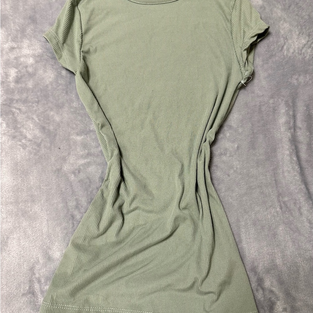 Green Ribbed Women's Top